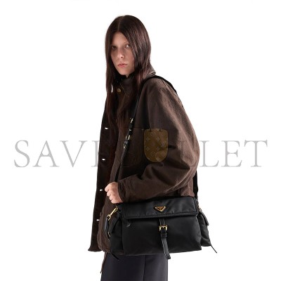 PRADA EXPLORE LARGE RE-NYLON SHOULDER BAG WITH FLAP 1BD391 (37.5*19*12cm) 